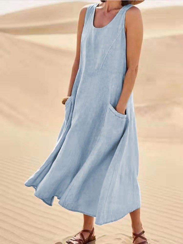 Floral lightweight summer dress knee-length breezy cotton-blend silhouette for vacation and everyday wear