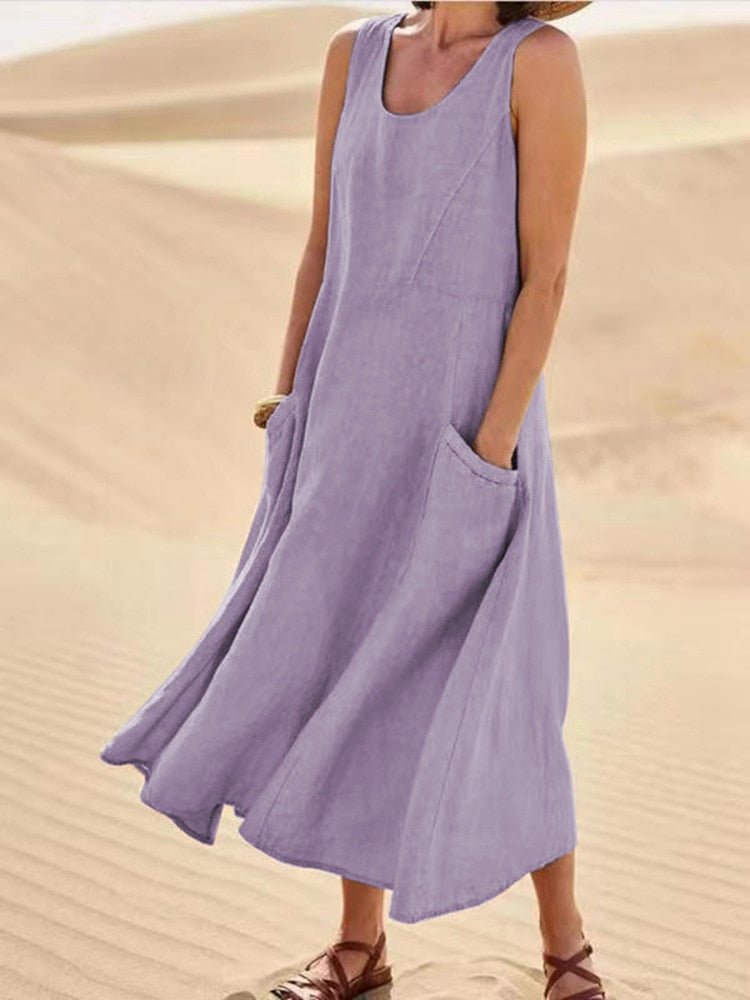 Floral lightweight summer dress knee-length breezy cotton blend perfect for vacation style