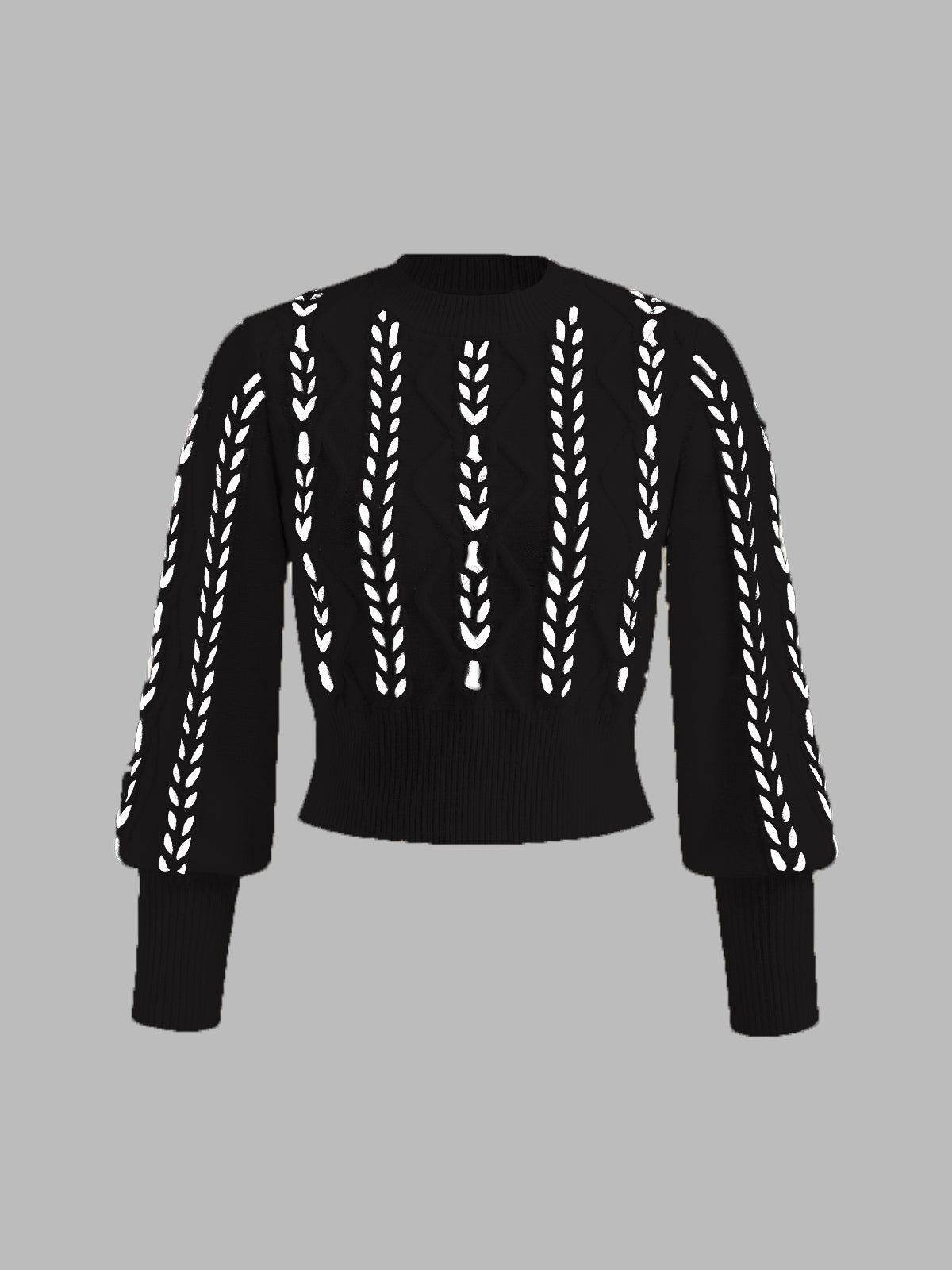 Elegant knit cinched sweater with contrast binding detail, regular fit, slight stretch, work-leisure style