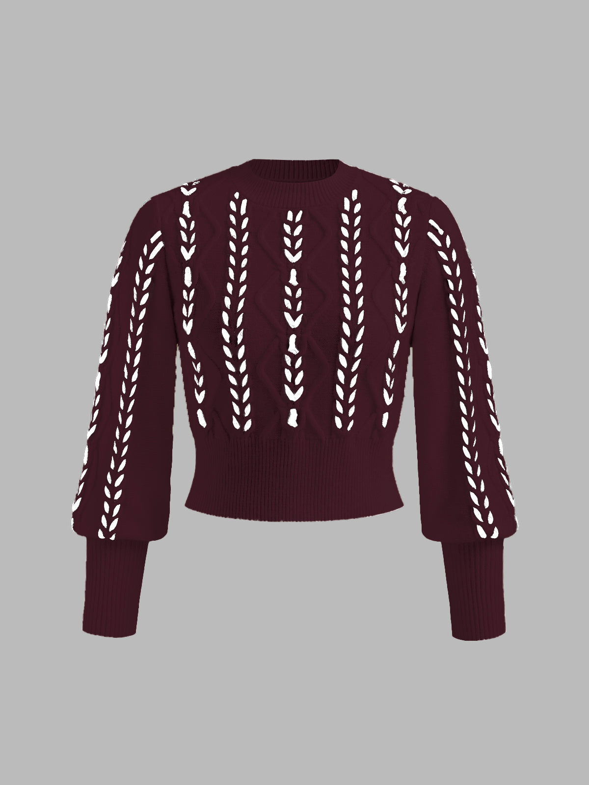 Elegant knit cinched sweater in contrast binding detail, regular fit with slight stretch