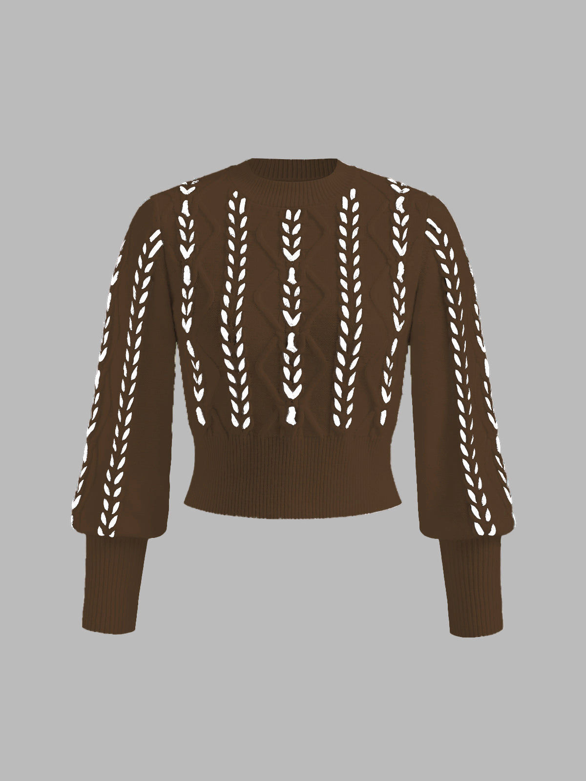 Elegant knit cinched sweater with contrast binding detail, regular fit, slight stretch, work-leisure style