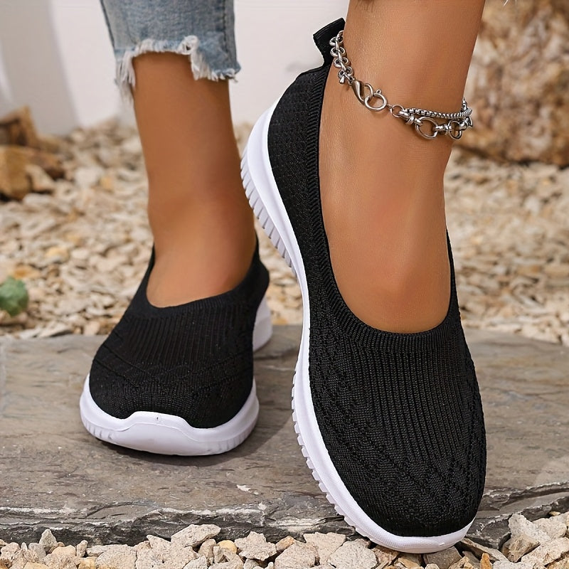 Women's breathable slip-on shoes with anti-slip sole, lightweight cushioned support for all-day comfort