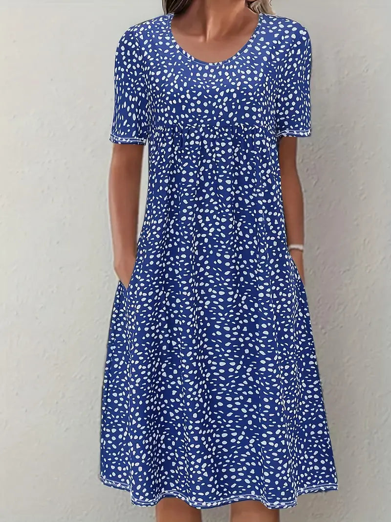 Women's flowy elegant evening dress with flattering silhouette and smooth refined lines