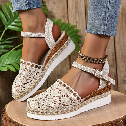 Women's comfort adjustable sandals with cushioned comfort support in breathable neutral tones