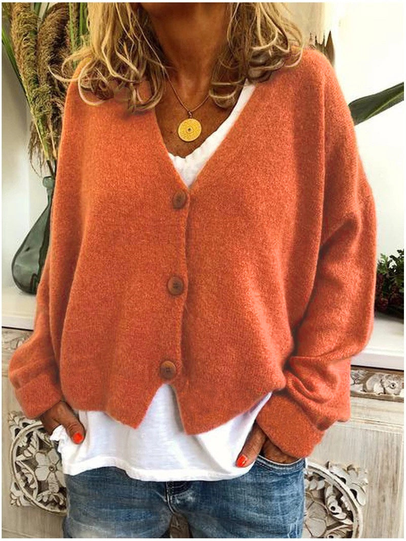 Shannon knit cardigan in neutral tone, lightweight relaxed fit with soft draped silhouette