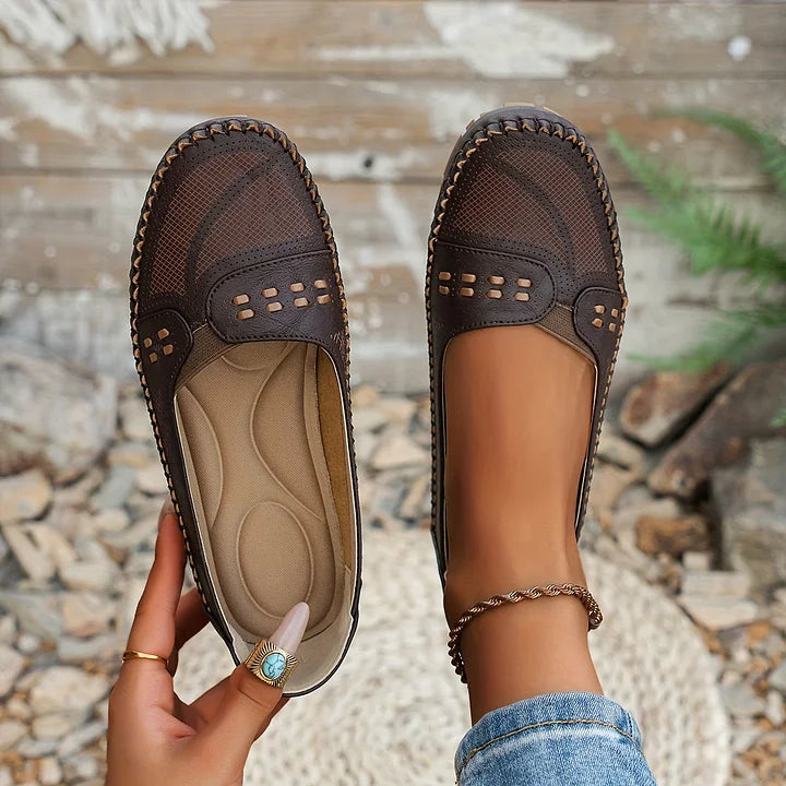 Paulette™ women's comfort flats neutral tone slip-on style with cushioned support sole