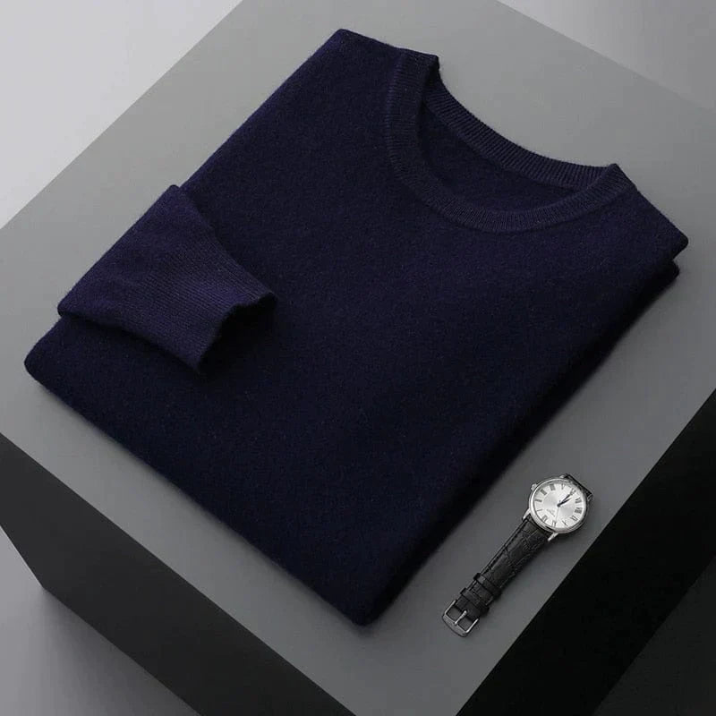Men's casual crewneck knit sweater long sleeve smooth finish refined everyday layering style