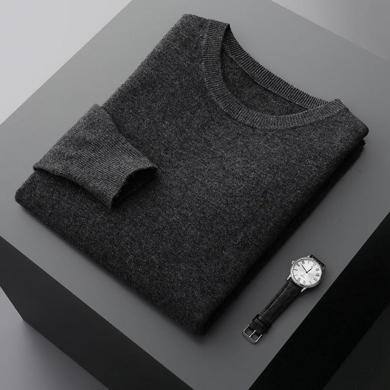 Men casual crewneck knit sweater long sleeve smooth finish refined comfort everyday layering