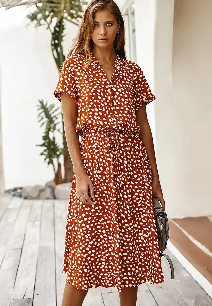 Flowy white summer dress with relaxed fit and breathable lightweight fabric for all-day comfort