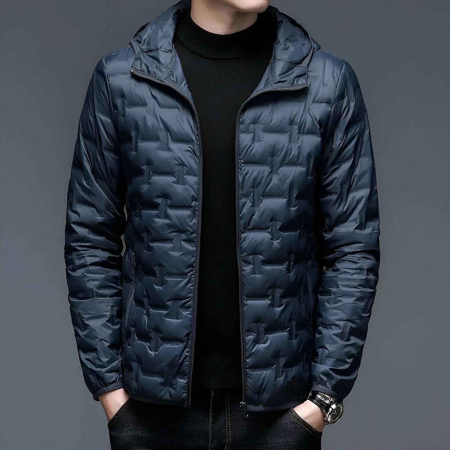 Alpine Summit lightweight hooded down jacket slim silhouette 90% duck down unisex puffer outerwear