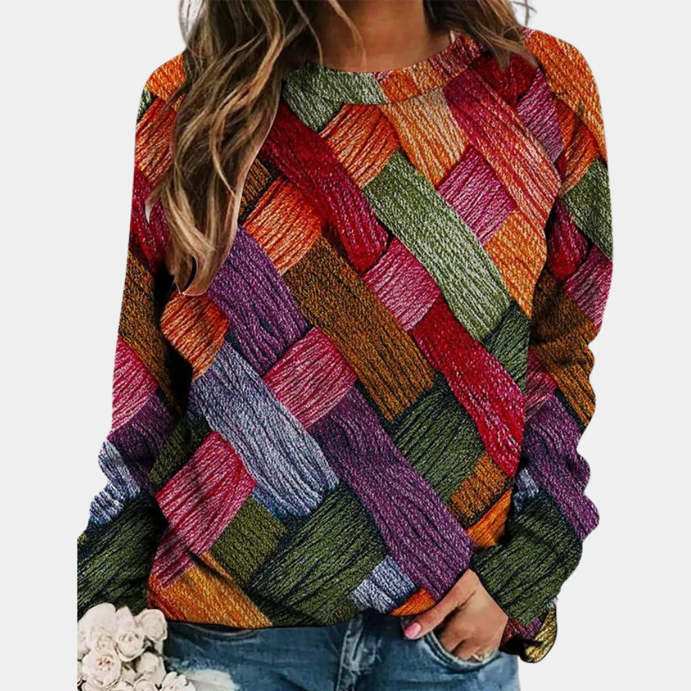 Women's chunky cable knit wool pullover sweater, relaxed fit long sleeve with textured pattern