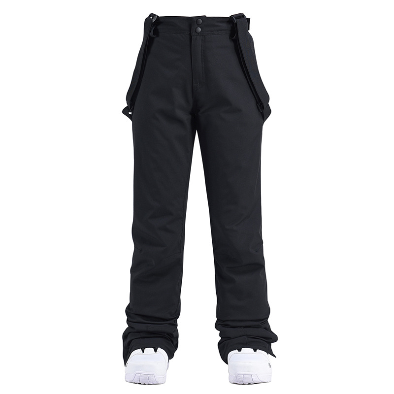 Women's relaxed fit ski pants with adjustable suspenders, waterproof windproof protection for slopes