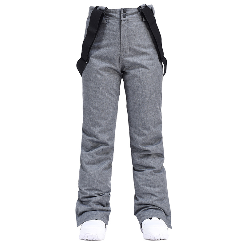 Women's relaxed fit ski pants with adjustable suspenders, waterproof windproof snow trousers
