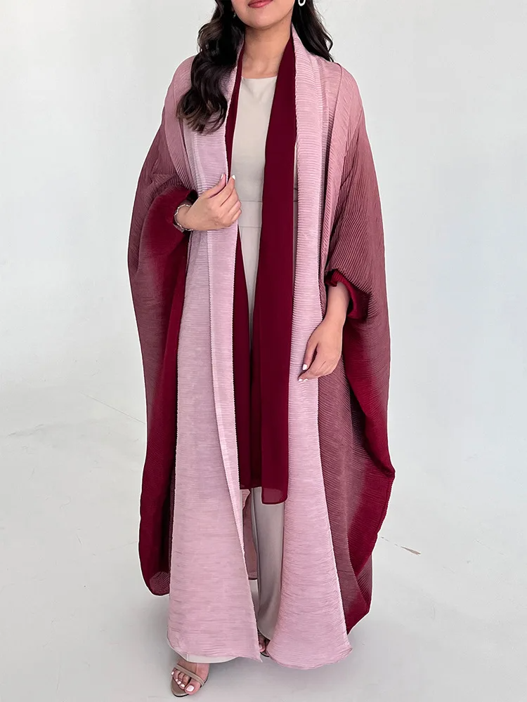 Women's oversized trench coat full-length bat sleeves pleated shawl collar relaxed silhouette