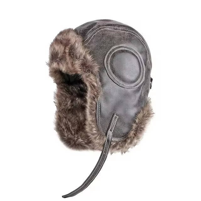 Wavlynn winter trapper hat ear flaps faux fur lined wool exterior cold weather beige