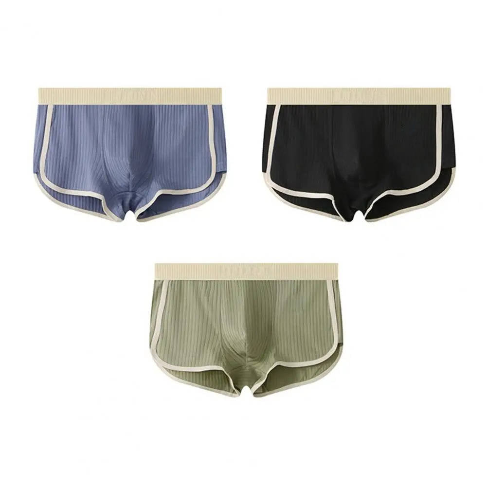 Men's ribbed knit boxer briefs 4-pack breathable mesh panels cotton blend multicolor everyday comfort