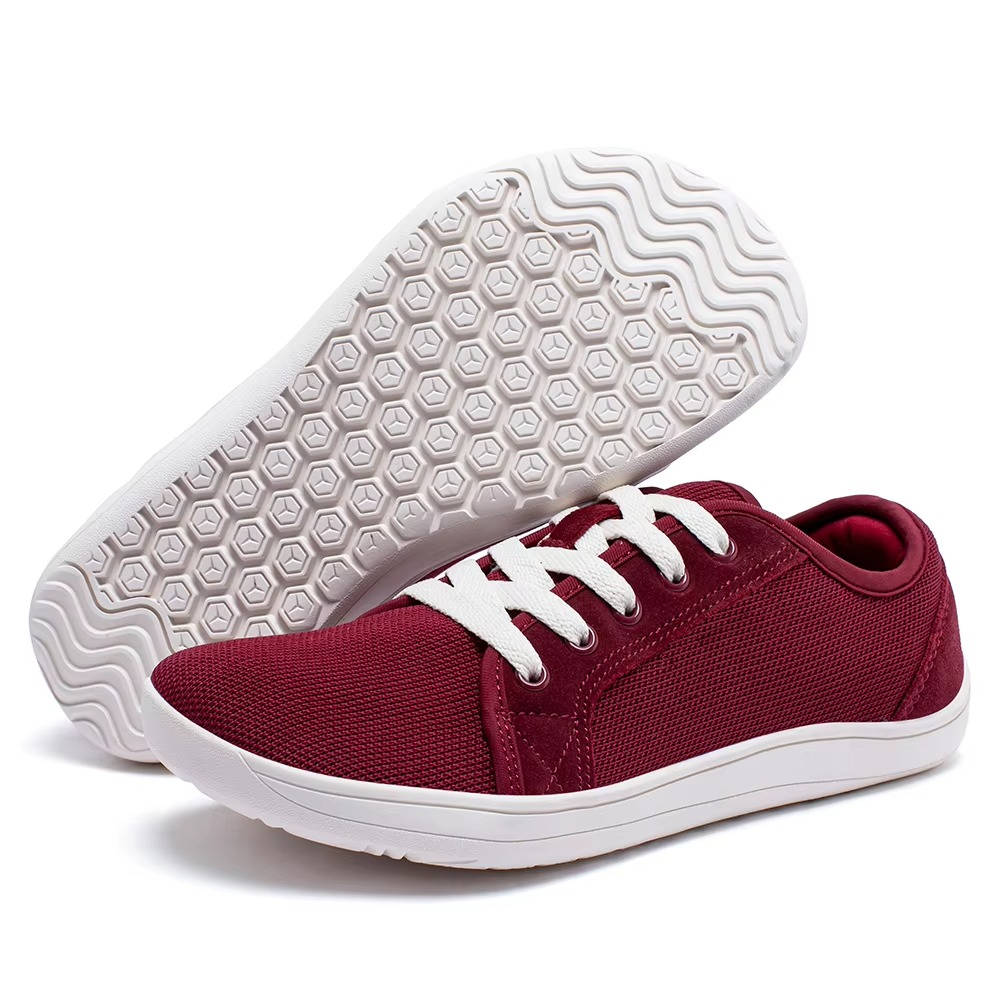 Minimalist barefoot shoes wide toe box zero drop neutral tones natural stride low-profile design