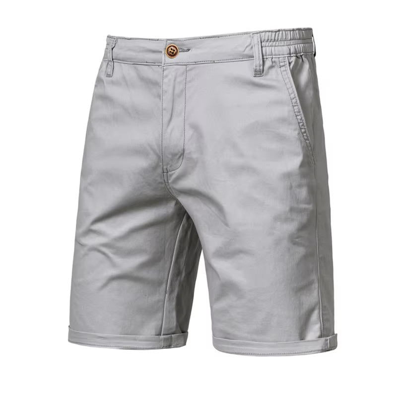 Men's casual cotton shorts knee-length relaxed fit breathable lightweight with functional pockets