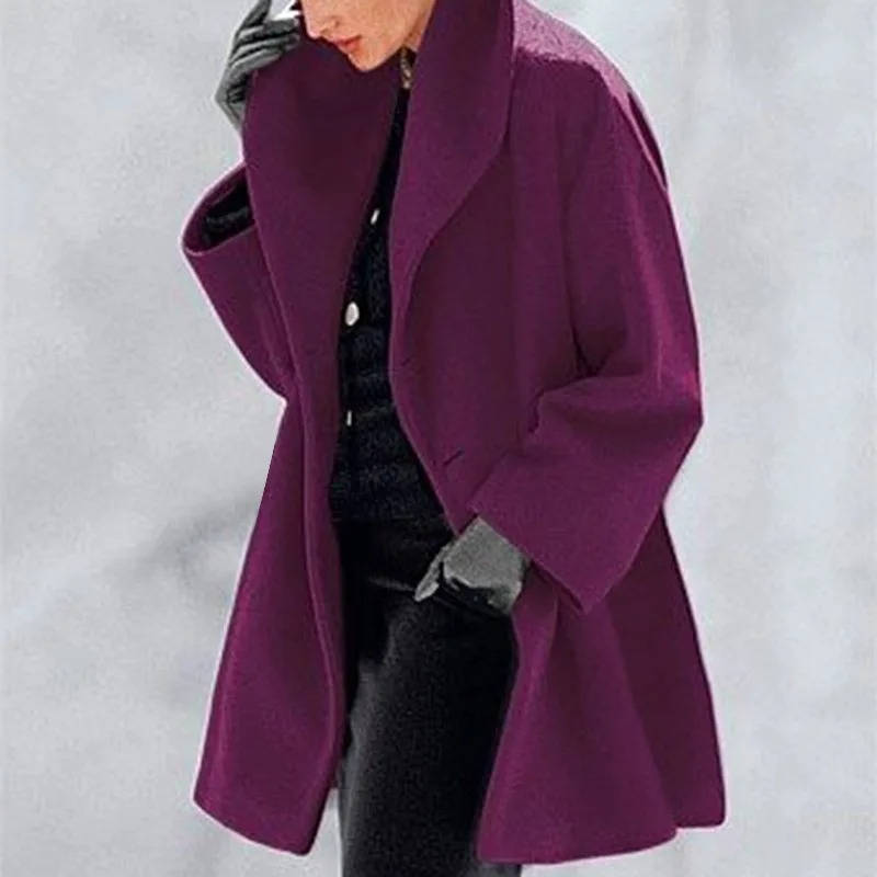 Women's gray wool blend cocoon coat structured silhouette turtleneck ultra cozy chic winter essential