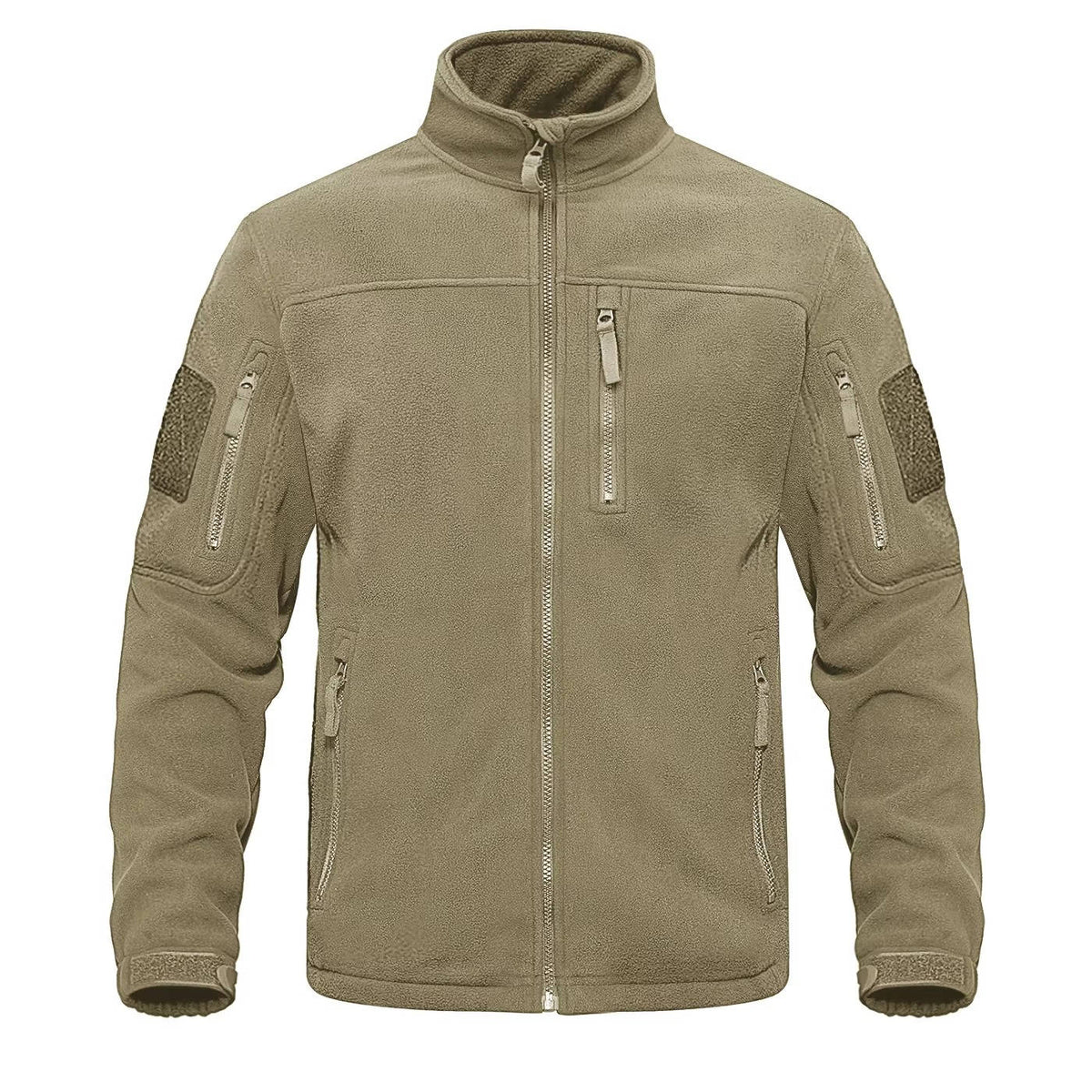 Men's full-zip fleece jacket lightweight microfiber warm casual outdoor layer in solid color
