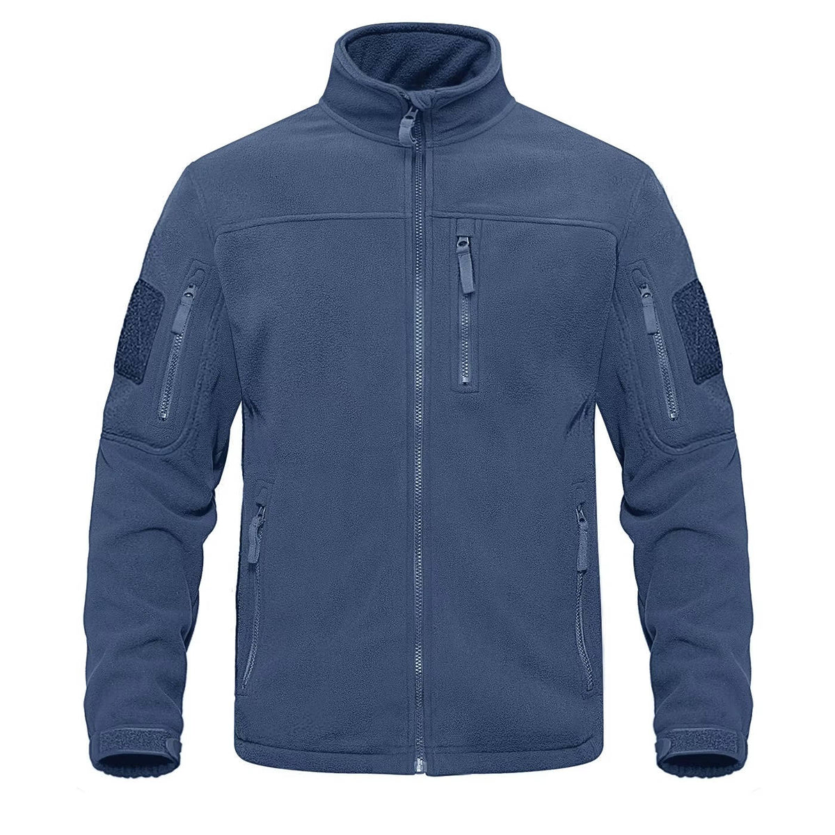 Men's full-zip fleece jacket lightweight microfiber warm outdoor casual layer in solid color