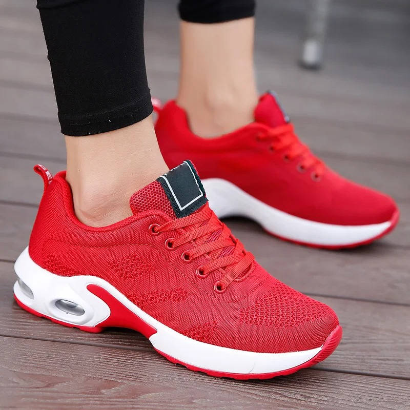Women's light gray comfort walking shoes with breathable stretch knit upper and cushioned supportive sole