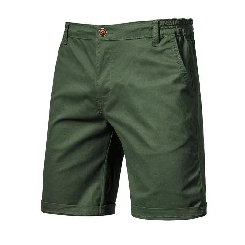 Men's casual cotton shorts knee-length relaxed fit with side pockets lightweight breathable everyday wear