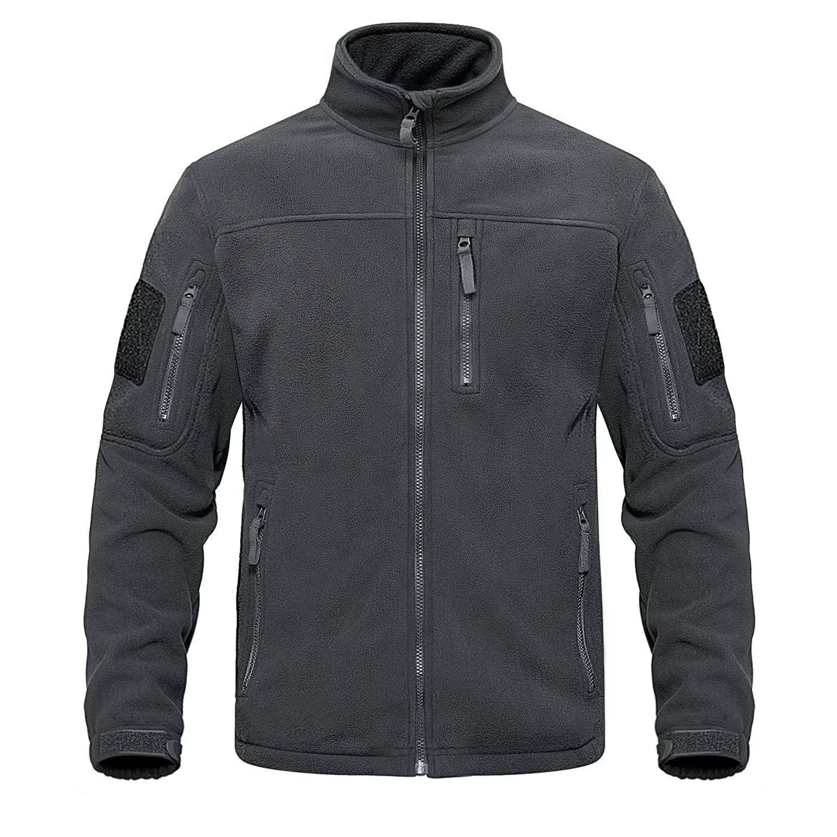 Men's full-zip fleece jacket lightweight microfiber warm outdoor layer in neutral tone