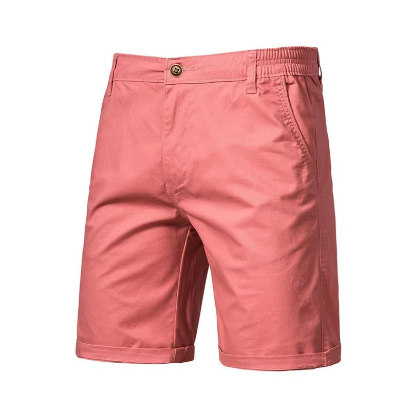 Men's casual cotton shorts knee-length relaxed fit lightweight breathable with side pockets everyday wear