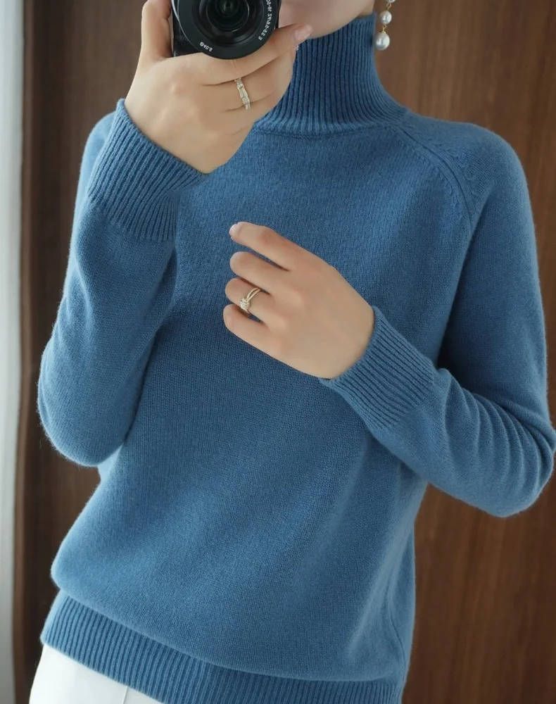 Women's pure cashmere turtleneck sweater soft lightweight knit anti-pilling everyday elegance