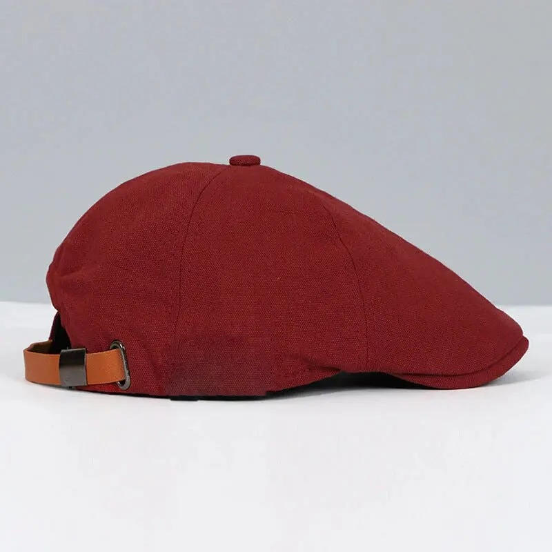 Black men's flat cap with Japanese street and hip hop influence, lightweight cotton blend for casual everyday wear