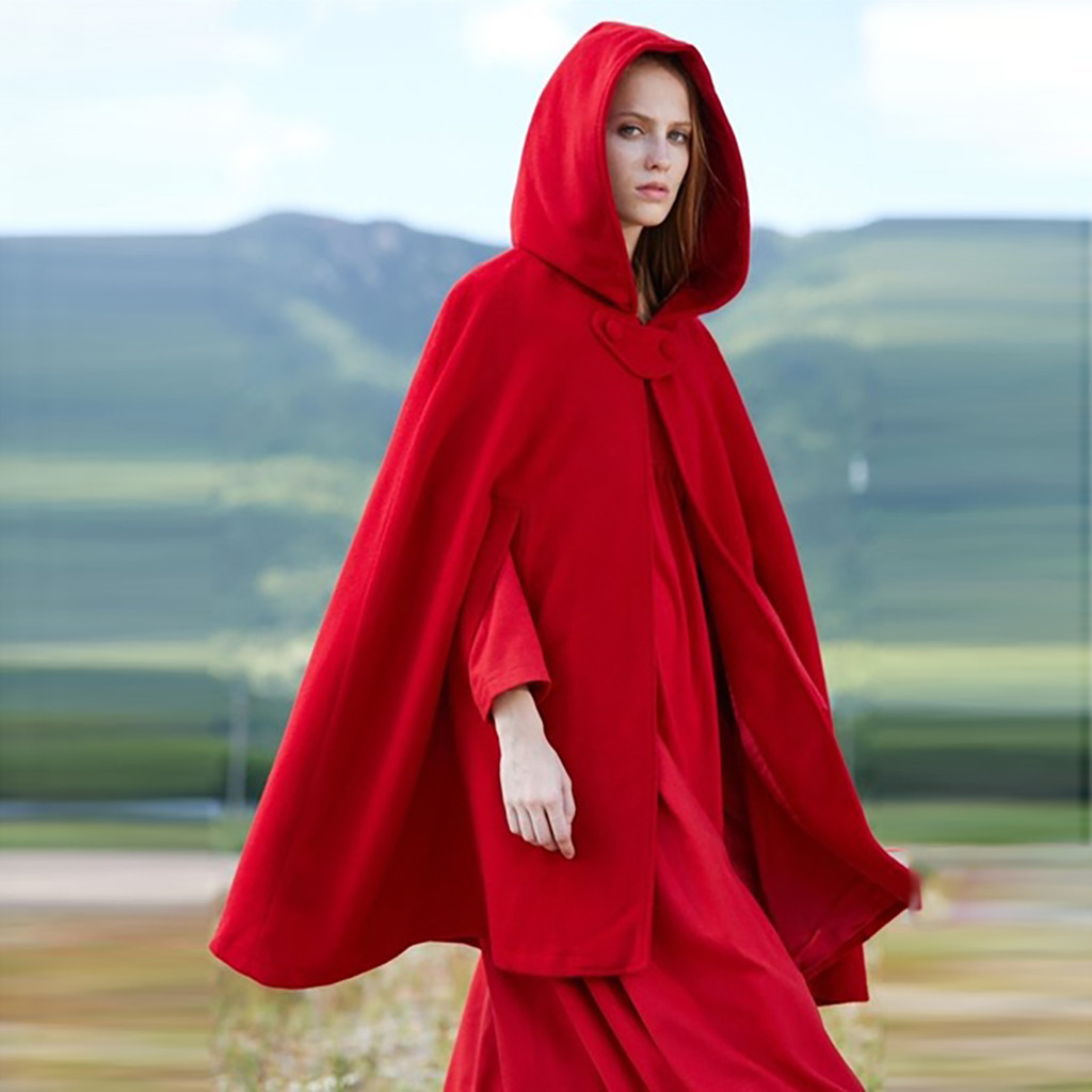 Women's hooded wool blend cape loose fit draped open front layering wrap neutral tone