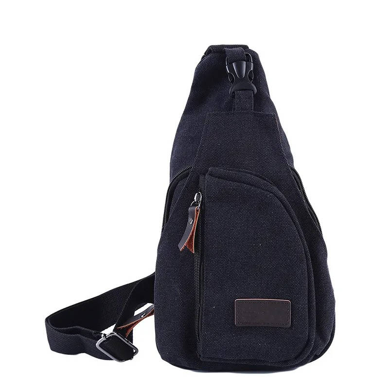 Wavlynn canvas sling bag in neutral tone, lightweight crossbody with four zip pockets for hands-free city carry