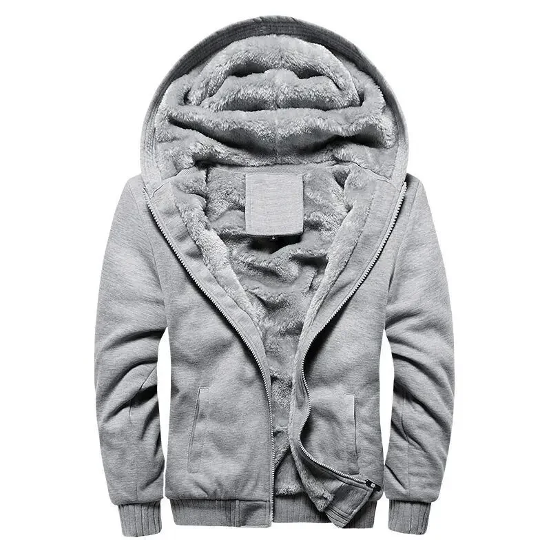 Men's navy hooded winter jacket regular fit full-zip cotton blend with plush fleece lining