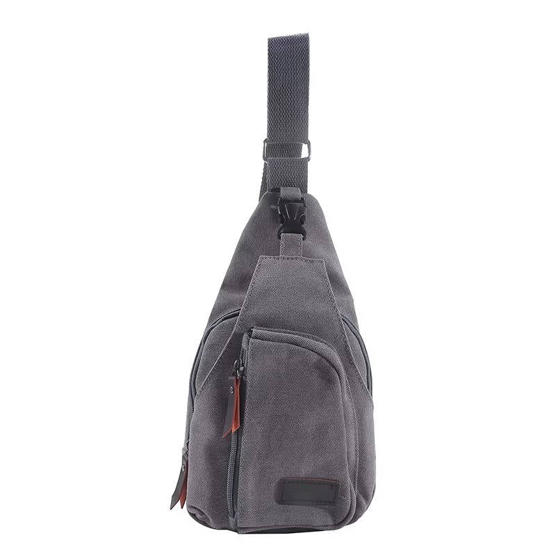 Wavlynn canvas sling bag in neutral tan, lightweight crossbody design with four zip pockets for hands-free carry