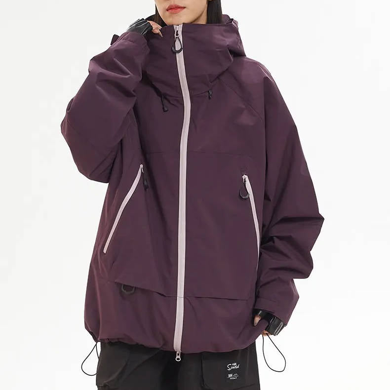 Men's waterproof hooded rain shell jacket with front pockets, windproof hiking outdoor all-weather