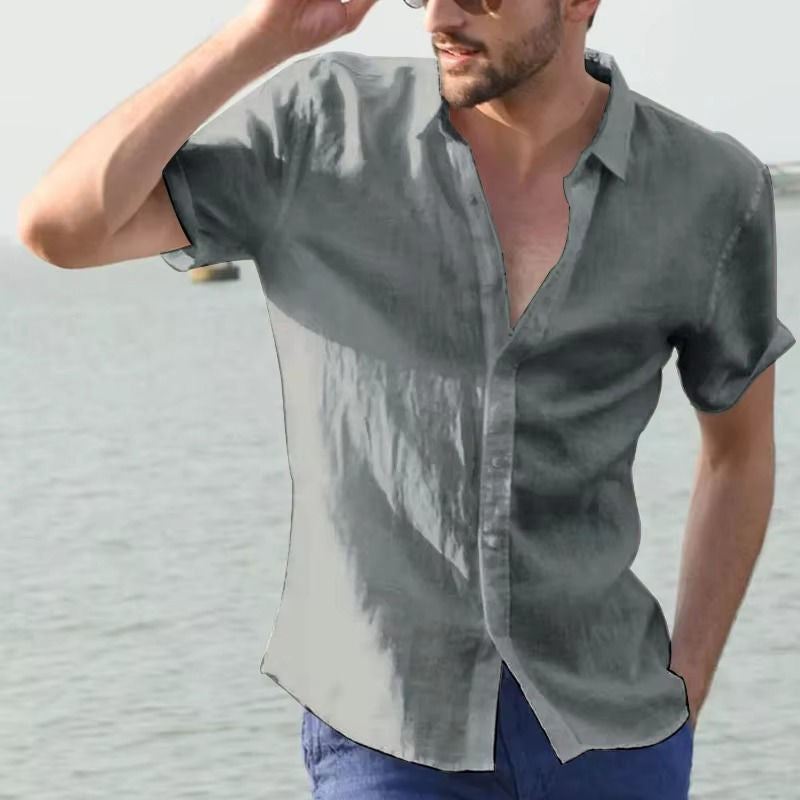 Men's light breathable linen shirt for office and casual summer wear with moisture-wicking fabric