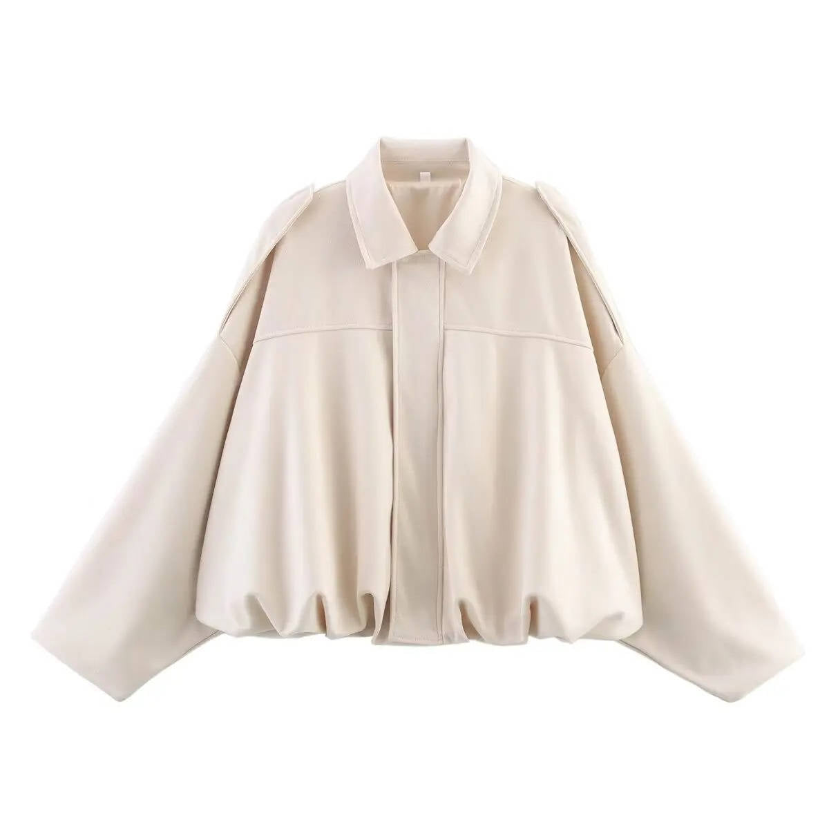 Women's olive cropped jacket with collar, modern bomber silhouette for versatile urban day-to-night style