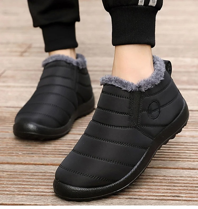 Women's low top waterproof snow boots warm slip-resistant winter shoes in neutral tones