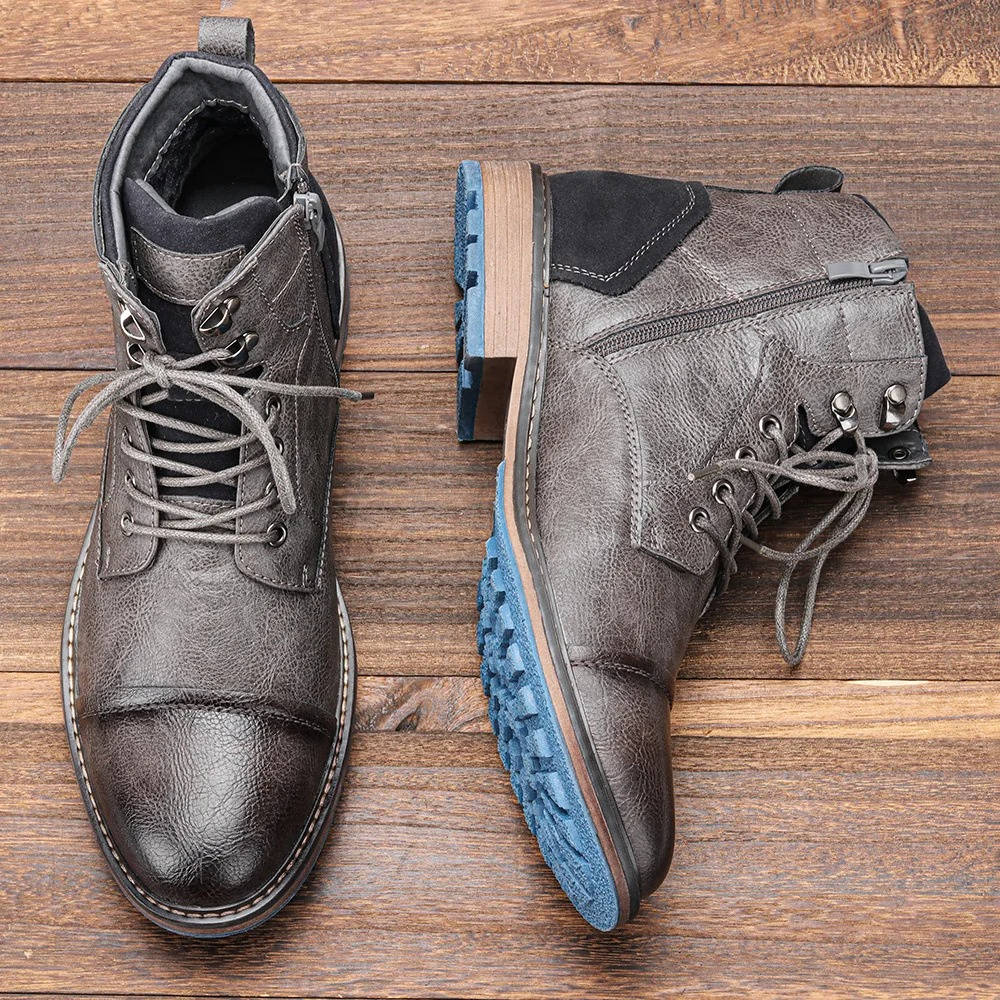 Wavlynn men's tan suede desert boots ankle-height silhouette with convenient side zip closure