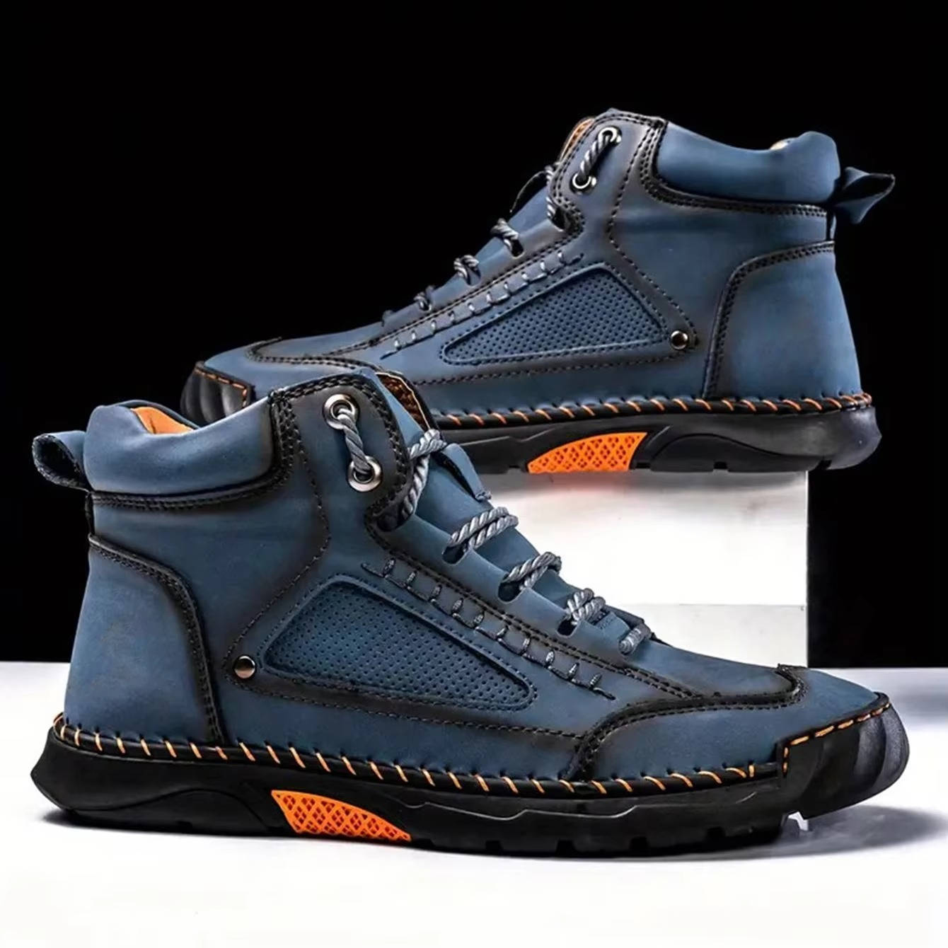 Wavlynn men's brown waterproof leather hiking boots with comfort support and seam-sealed construction
