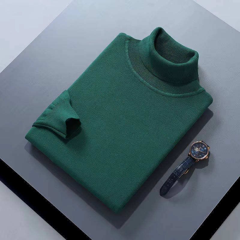 Men's slim-fit 100% cashmere turtleneck sweater in neutral tone, luxury knit smart casual style