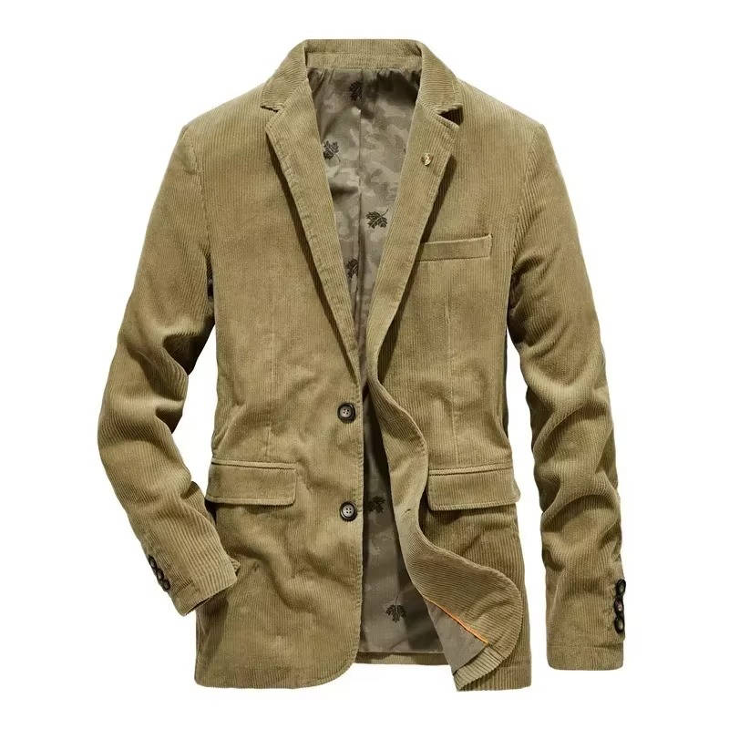 Men's brown corduroy blazer jacket smart casual slim fit with premium cotton texture