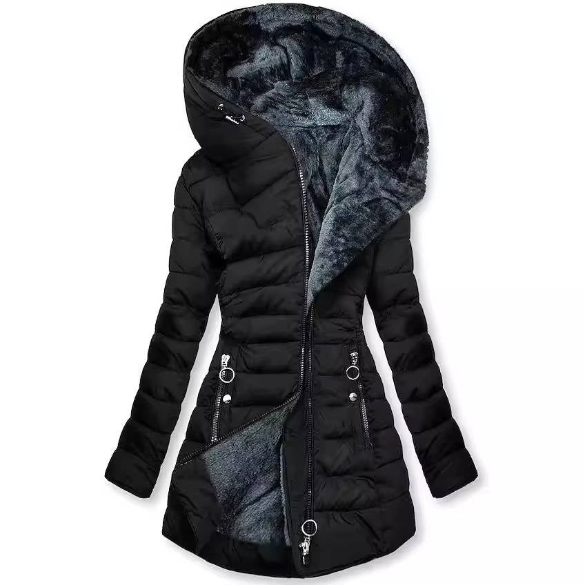 Wavlynn women's hooded winter coat fluffy polyester fill warm everyday sleek silhouette