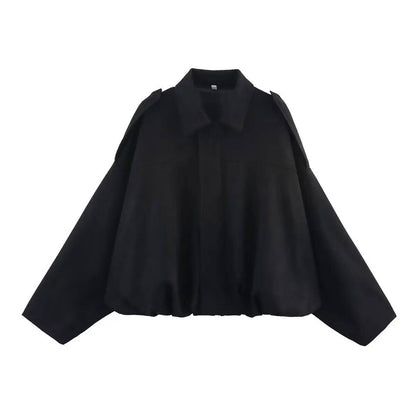 Women's olive cropped jacket with collar, modern bomber silhouette for versatile urban day-to-night styling