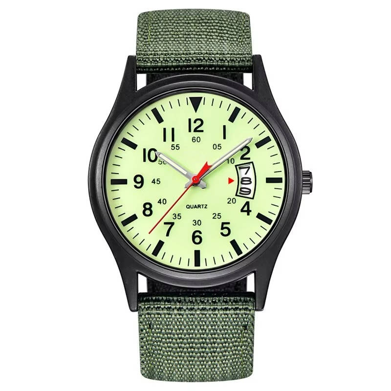 Tactical military quartz watch with durable nylon band and mineral glass face in rugged sport style