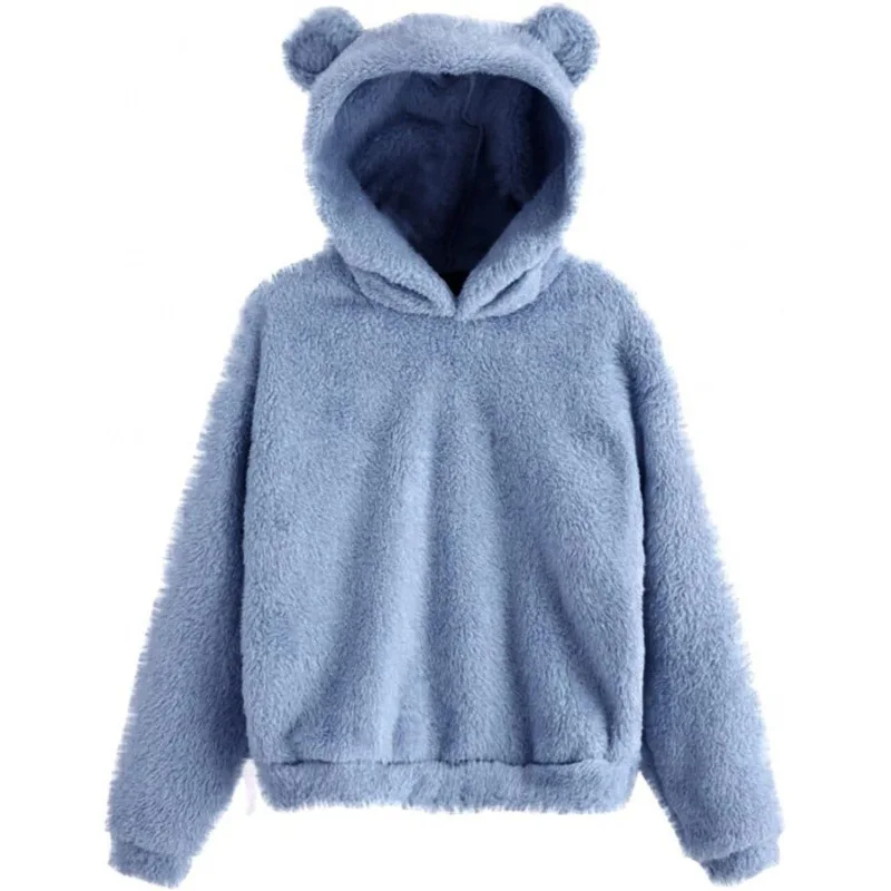 Women's plush fleece hoodie with playful ear-accent hood for cozy everyday warmth