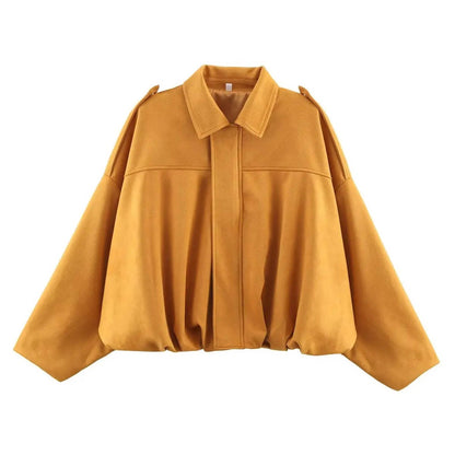 Women's olive cropped jacket with collar, modern bomber silhouette for versatile urban day-to-night styling