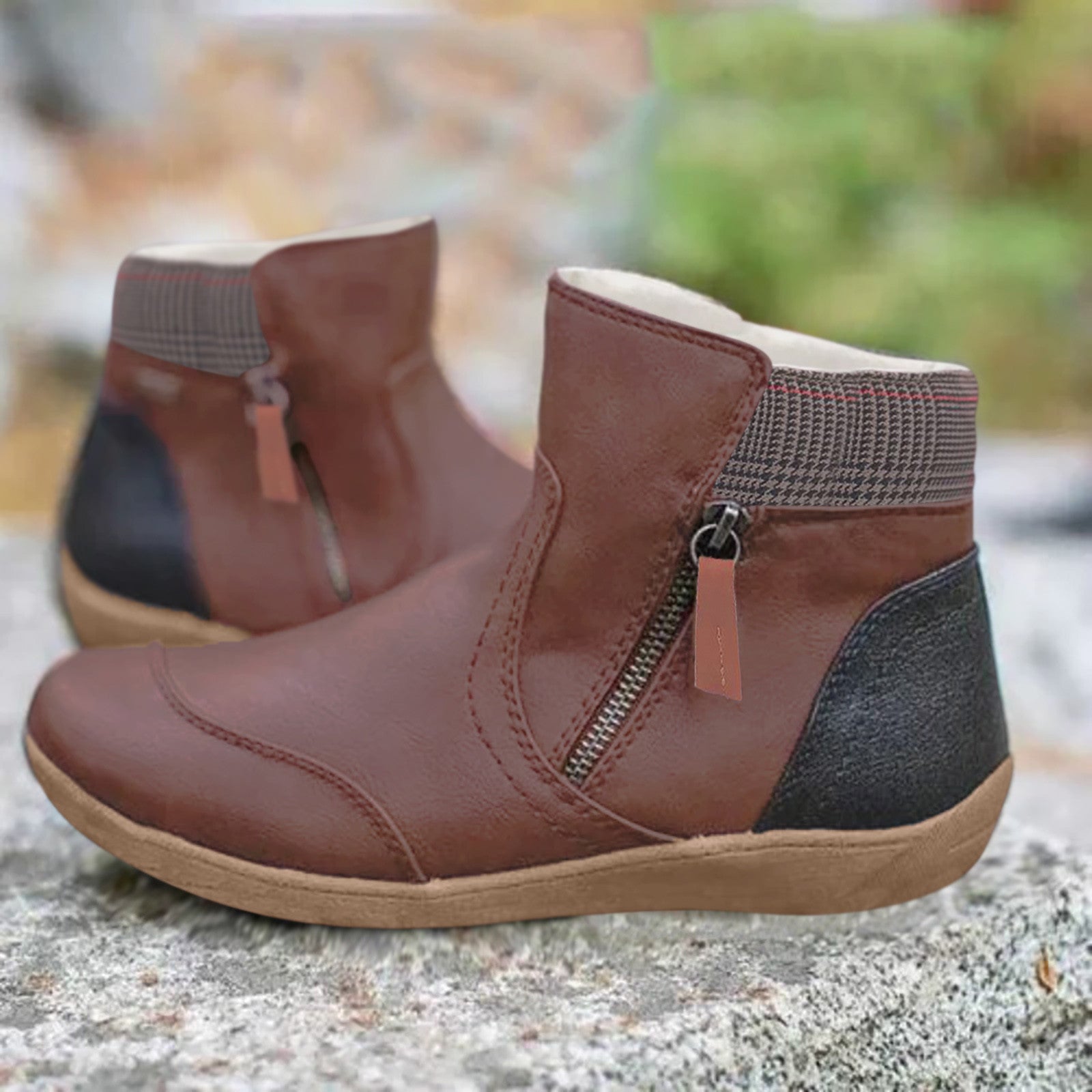 Women's genuine leather ankle boots with zipper closure, non-slip outsole, comfortable everyday fit