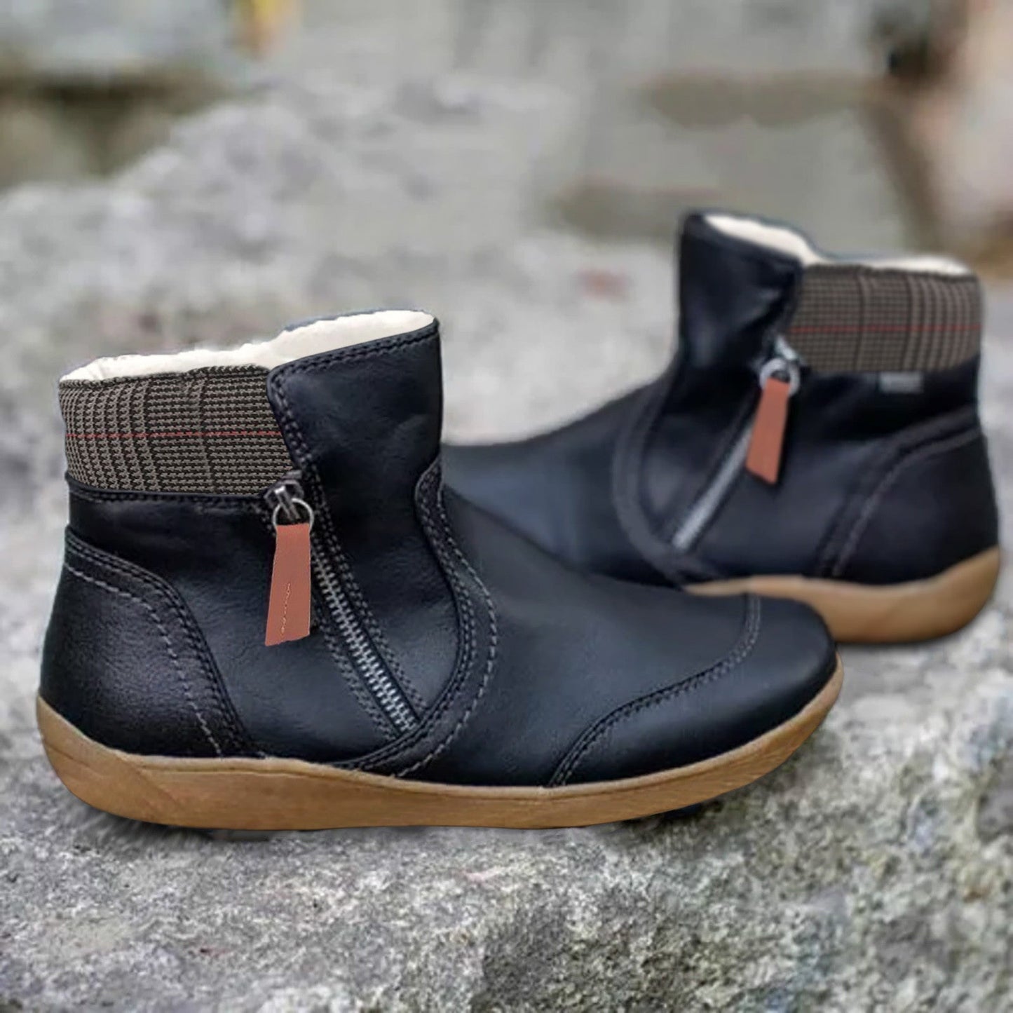 Women's genuine leather ankle boots with zipper closure, non-slip outsole, comfortable everyday fit